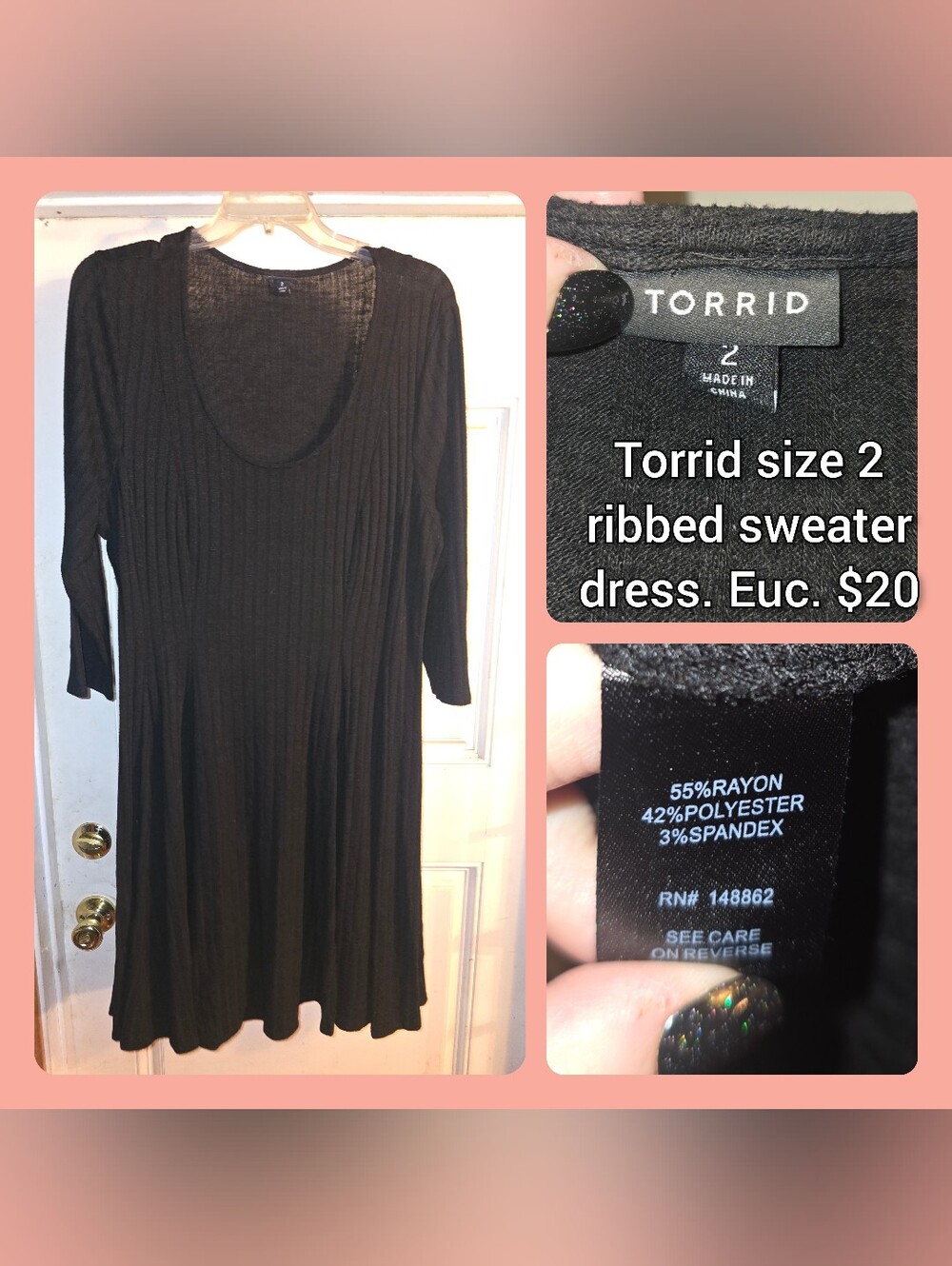 torrid Black Ribbed Swing Tunic Dress